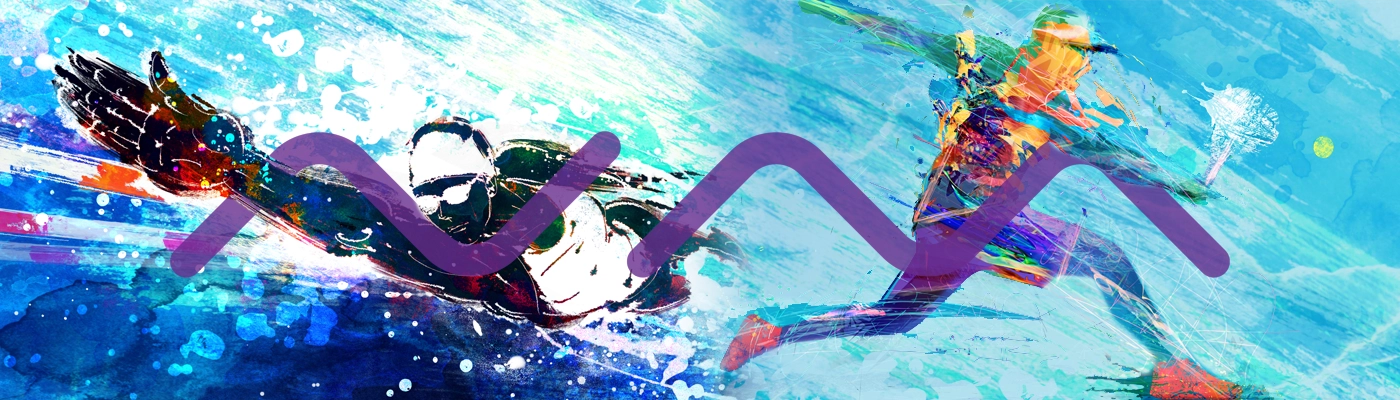 swimmer and tennis player abstract art graphic